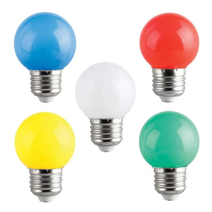 Lâmpada led colorida e27, luz led g45 ip44 1w 2w golf mini luzes led e27 e26 b22 rgb exterior ce