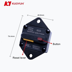 เบรกเกอร์วงจรไฟฟ้าแรงสูงแบบรีเซ็ตด้วยมือ รุ่น KUOYUH 16-8P ป้องกันฝุ่นและน้ำ สำหรับอุปกรณ์อิเล็กทรอนิกส์อุตสาหกรรม - Product Image 4