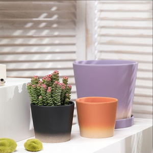 Slant Corps Gradient Couleur <span class=keywords><strong>Pot</strong></span> Céramique Pigment Brûlant Argile Jaune Absorption D'eau Grand Plateau Charnu <span class=keywords><strong>Iris</strong></span> Plante Verte Spéciale - Product Image 3
