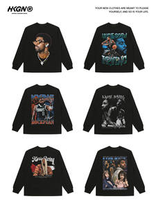 Camiseta de Manga Larga Estilo Americano HKGN de la Colección Irving, Negra, 100% Algodón, <span class=keywords><strong>Vintage</strong></span>, Estilo Urbano, Casual, Unisex - Product Image 4