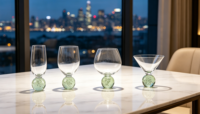 Raymond loodvrij kristallen gekleurd landelijke design rode wijnglas handgeblazen gele bubbel voor voet 540ml bruiloft huis bar