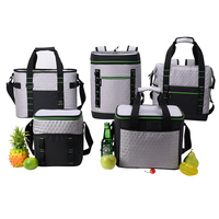 Bolsa de almuerzo aislada de poliéster 600D personalizada al por mayor bolsa térmica de gran capacidad con patrón de cubo impermeable