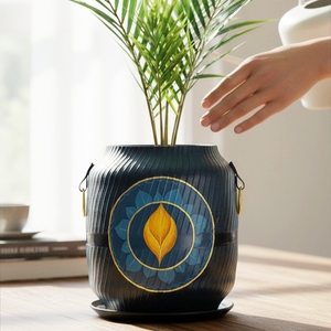 Conteneur décoratif élégant pour plantes |   Pot de fleurs artisanal pour la décoration intérieure et extérieure, jardin, patio et salon - Product Image 6