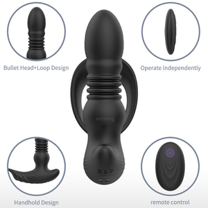 Neuer Analvibrator mit Penisring, vibrierender Prostatamassager, stoßender Analplug-Vibrator für Männer und Frauen, Analsexspielzeug - Product Image 5