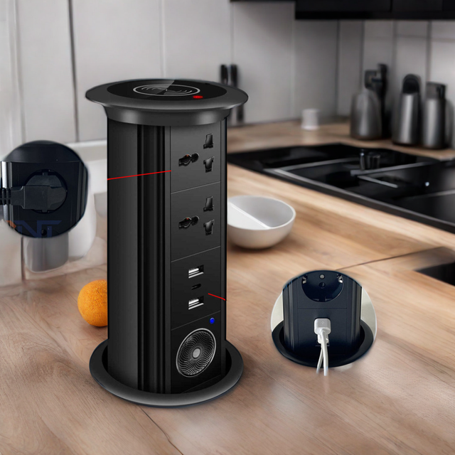 BNT Table Top Wireless Charging Socket IP55 Waterproof 16A Intelligent Lifting Universal for Smart Home