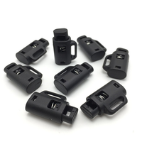 Verrou de cordon en plastique noir étanche de petite taille avec un diamètre de trou de 9 mm pour sacs à dos, sacs et équipements de plein air