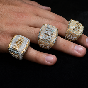 Custom Name Block Iced Out Hip Hop <strong>Ring</strong> S925 Sterling <strong>Silver</strong> with Gold Plating Moissanite <strong>Ring</strong> Chunky Rapper <strong>Statement</strong> <strong>Ring</strong> - Product Image 5