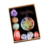 Caja de Regalo de Piedras Curativas de 7 Chakras, Ecológicas, Pulimentadas y Grabadas, Cristal Natural de Forma Irregular, Energía Curativa, Venta al Por Mayor