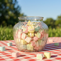 Pot à bonbons et biscuits en verre côtelé transparent, rangement de cuisine, décoration de mariage et de fête, sans BPA, écologique, préservation de la fraîcheur