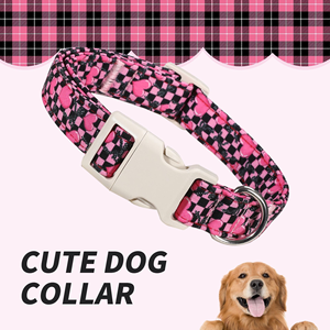 Collier pour chien et chat en polyester, durable, réglable, confortable, lavable, avec décoration florale, série rose, tailles S/T/L - Product Image 4