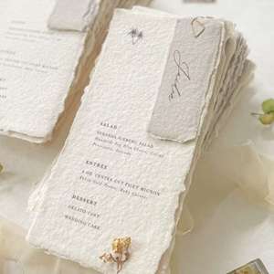 Cartes <span class=keywords><strong>d</strong></span>'<span class=keywords><strong>invitation</strong></span> personnalisées en papier <span class=keywords><strong>d</strong></span>échiré Impression couleur Invitations de menu simples et élégantes pour cartes de bénédiction - Product Image 6