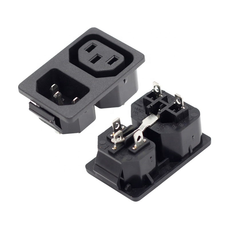 あき様おまとめ 15A 250VAC IEC 60320 C13 C14結合ソケット2で1電源入口出口