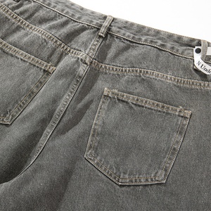 Pantalones Vaqueros de Mezclilla de Verano, Estilo Urbano y Moderno, Tejido de Punto, Transpirables, Corte Recto, Pierna Ancha, Holgados, Rotos - Product Image 5