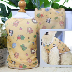 Chaleco de malla para mascotas, diseño de dibujos animados, bonito, de verano, para gatos y perros, diseño a cuadros, fino, transpirable, colores amarillo, azul y blanco - Product Image 4