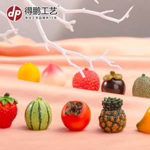 Adornos de Frutas en Miniatura de Resina, Decoración Realista para el Hogar, Set de Manualidades, Piña, Fresa, Sandía, Lichi - Product Image 1
