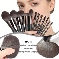 Lot de 12 pinceaux de maquillage professionnels de luxe, synthétiques, véganes, noirs, personnalisables avec logo, haute qualité, marque privée, vente en gros fabricant
