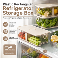 Boîte de rangement en plastique de qualité professionnelle pour réfrigérateur, grand récipient rectangulaire hermétique pour la cuisine