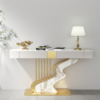 Table d'entrée de luxe légère en pierre avec tiroir, pour couloir et salon, table murale d'appoint