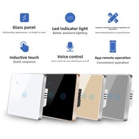 Interrupteur mural tactile SIXWGH de qualité supérieure avec panneau en verre, commande vocale, application à distance, compatible Zigbee/WiFi, personnalisable, compatible Alexa