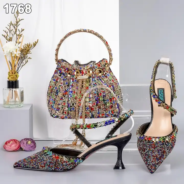 Buy Italian Ladies Shoes And Matching Bags Metallic Bag Fabric Mesh For  Stones Stock Lots In Guangzhou from Guangzhou Mikemaycall Trading Co.,  Ltd., China | Tradewheel.com