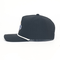 Hoge kwaliteit 5-panel zwarte pet met geborduurd logo en witte koord voor heren en dames