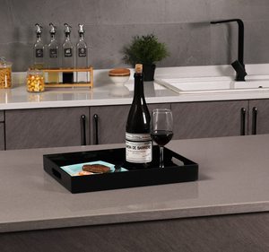 ถาดอะคริลิคสีดำพร้อมที่จับ16 "x 12" ถาดตกแต่งโต๊ะกาแฟอะคริลิคสำหรับอาหารเช้าชาอาหารพ่อบ้าน - Product Image 3