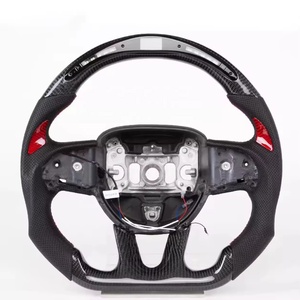 Volant en fibre de carbone forgé LED modifié pour <span class=keywords><strong>Dodge</strong></span> Charger Challenger Hellcat 2015+ Grand Cherokee Trackhawk <span class=keywords><strong>SRT</strong></span> - Product Image 2