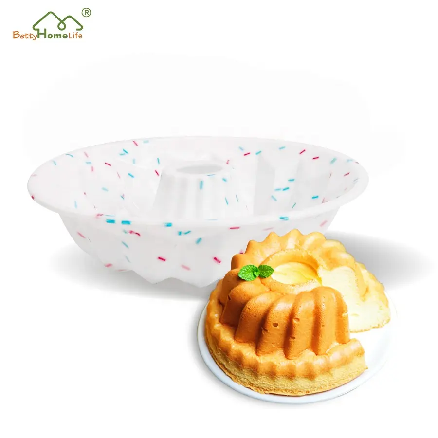BPA Free Nonstick Bakeware Fluted Tube Cake Pan Food Grade Silicone Cake Mold for Jello Gelatin Round Baking Mold