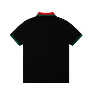 Polo de lujo, informal, de moda, 100% algodón, transpirable, ajustado, estilo vintage, a rayas, sin cuello, tipo Gucci, para hombre. - Product Image 3