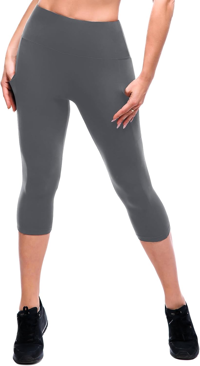 SINOPHANT Vintage High Waisted Leggings with Pockets Women Full Length Capri Buttery Soft Stretchy Velour Yoga Pants