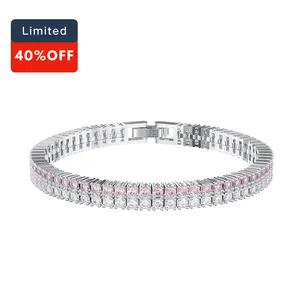 RINNTIN SB158 прекрасные ювелирные изделия 925 стерлингового серебра 2,0 мм зубец круглый розовый белый CZ Теннисный браслет
