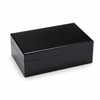 Boîte à parfum élégante en bois noir, style fibre de carbone, finition brillante, emballage en MDF pour deux flacons de parfum