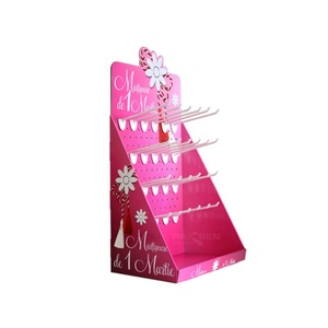 Beauty Shop <b>Counter</b> Display Stand for Cosmetics Products, Jewelry CDU Pop up Corrugated Display with Hooks - Product Image 1
