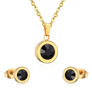 Asonsteel Stereoscopic Round Zircon Circle Pendant Necklace Earrings Brand <b>Women</b> <b>Jewelry</b> <b>Set</b> - Product Image 3