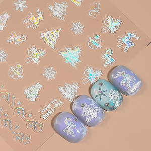 Autocollants 3D pour ongles de Noël <span class=keywords><strong>d</strong></span>'hiver, pingouin et <span class=keywords><strong>arbre</strong></span>, <span class=keywords><strong>d</strong></span>écalcomanies de vacances en relief pour des designs de manucure superposés mignons - Product Image 2