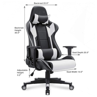 Chaise de jeu Chaise de bureau à dossier haut Bureau d'ordinateur Course vidéo Chaise de travail ergonomique pivotante réglable Appui-tête lombaire