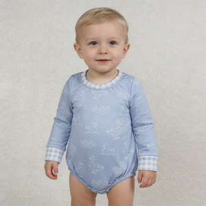 En stock: Pelele a cuadros de pato para bebés, ropa de moda al por mayor para boutique, ropa infantil a precio de fábrica, ropa del Sur para niños pequeños. - Product Image 2