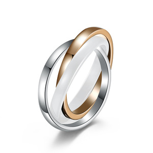 In acciaio inox ceramica tre anelli tre colori neutri maschio e femmina ad incastro tre anelli <span class=keywords><strong>collana</strong></span> coppia di deformabl - Product Image 5
