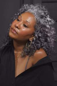 Extensions de <span class=keywords><strong>cheveux</strong></span> Salt and Pepper, boucles naturelles crépues, perruques grises en <span class=keywords><strong>cheveux</strong></span> humains, couleur gris sel et poivre, bandeau, colle bon marché - Product Image 4