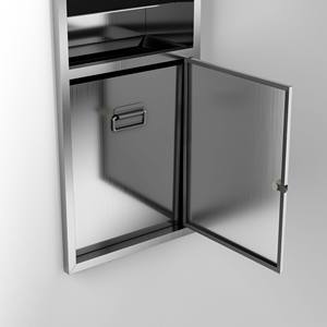 ถังขยะสแตนเลสพร้อมช่องเก็บกระดาษชำระพร้อมถังขยะแบบใช้มือ SUS304ใช้ในเชิงพาณิชย์ติดผนัง - Product Image 3