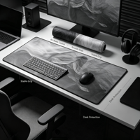 Tapis de souris de jeu personnalisé gris grand format 800x300mm, tapis de bureau imperméable antidérapant en caoutchouc avec bords cousus, tapis pour clavier et souris