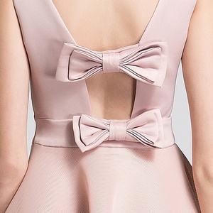 MZ18020 estilo ropa de verano de mujer <span class=keywords><strong>Sexy</strong></span> lazo rosa baile de graduación de malla vestido de las mujeres - Product Image 6