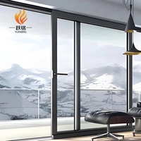 Porte coulissante en aluminium à rupture de pont thermique de style moderne, cadre fin, verre double trempé Low-E, verrouillage multipoints, pour hôtel