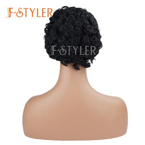 FSTYLER court bouclés noir <span class=keywords><strong>perruques</strong></span> pour hommes 70s 80s <span class=keywords><strong>Disco</strong></span> Guy Rocker perruque Pixie Cut quotidien Costume Machine Made <span class=keywords><strong>perruques</strong></span> - Product Image 3