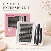 Kit d'extension de cils DIY avec pince à épiler, applicateur de colle et outils, bouquets de cils noirs segmentés effet wispy