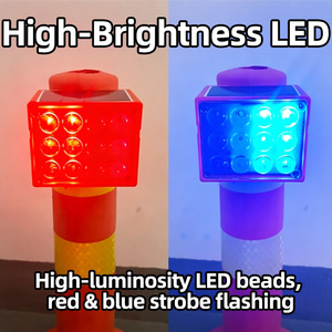 Feux de signalisation solaires à LED clignotants rouges et bleus pour travaux routiers, en plastique, avec batterie de 2000 mAh et autonomie de 240 heures - Product Image 3