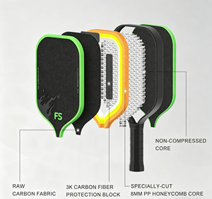FitSpark Green Flame Gen 3+ Giro acelerado, fricción mejorada, mayor agarre al pelota, superficie texturizada de fibra de carbono cruda para pickleball - Product Image 2