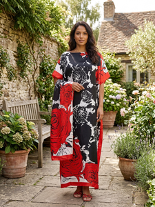 Vente en gros d'usine : Nouvelles robes kaftan pour femmes adultes, taille unique, en polyester imprimé, respirantes, à manches kimono, style robe africaine <span class=keywords><strong>Kanga</strong></span> - Product Image 6