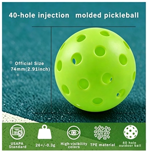 Balles de pickleball moulées par injection à 40 trous, échantillon gratuit, approuvées USAPA, couleur et logo personnalisés, pour entraînement en extérieur - Product Image 3