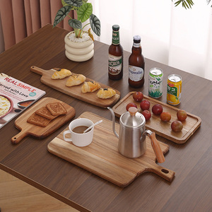 Acacia Wood Cutting <b>Board</b> Rectangle Multifunctional With Handle For Kitchen Fruit Cheese Serving Lightweight Durable Reusable - Product Image 5